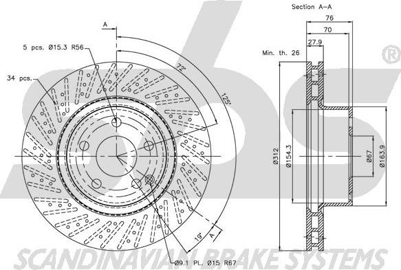 SBS 1815313353 - Спирачен диск vvparts.bg