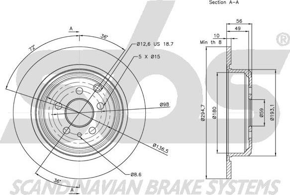 SBS 1815209943 - Спирачен диск vvparts.bg