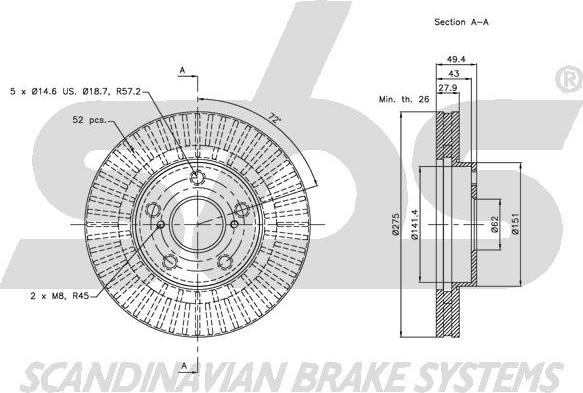 SBS 1815314596 - Спирачен диск vvparts.bg