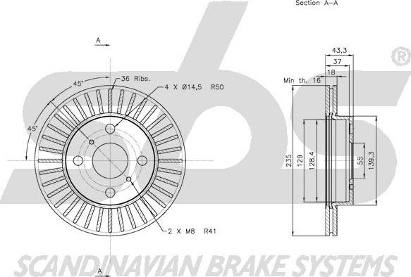 SBS 18152045100 - Спирачен диск vvparts.bg