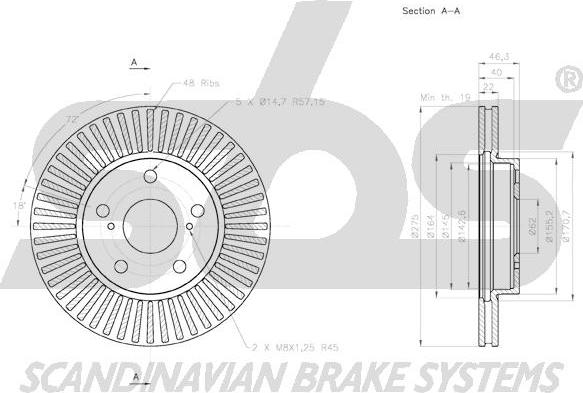 SBS 18153145121 - Спирачен диск vvparts.bg