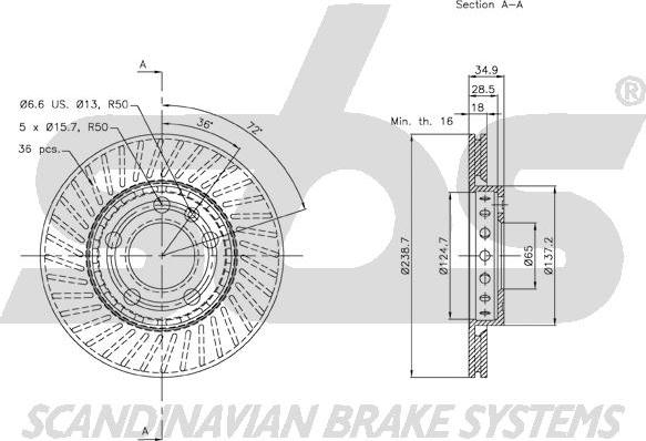 SBS 18152047101 - Спирачен диск vvparts.bg