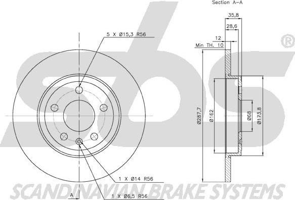 SBS 1815.2047111 - Спирачен диск vvparts.bg