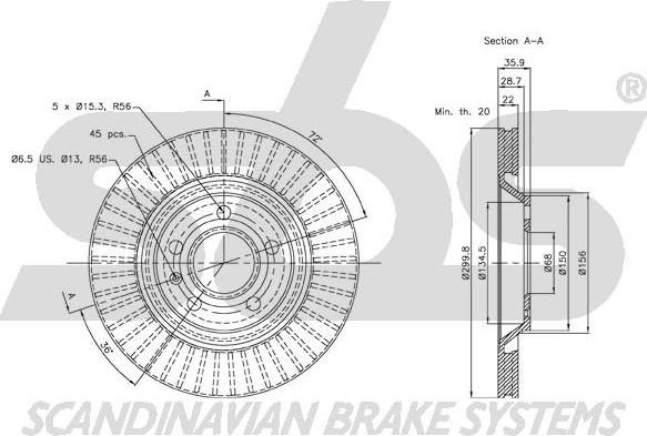 SBS 18152047113 - Спирачен диск vvparts.bg