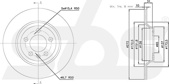 SBS 18152047117 - Спирачен диск vvparts.bg