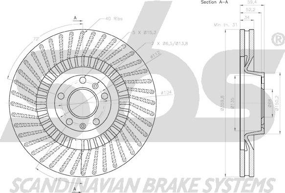 SBS 18153147125 - Спирачен диск vvparts.bg