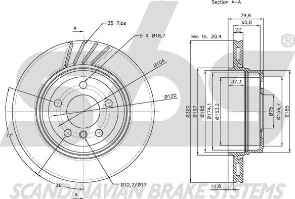 SBS 1815201565 - Спирачен диск vvparts.bg