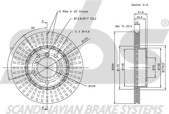 SBS 1815311521 - Спирачен диск vvparts.bg