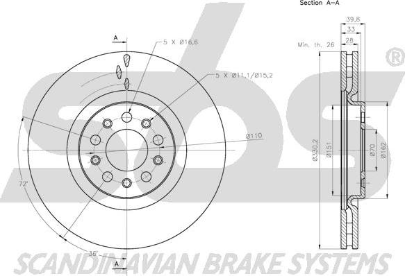 SBS 1815311031 - Спирачен диск vvparts.bg