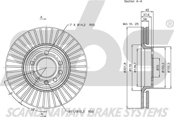 SBS 1815203648 - Спирачен диск vvparts.bg