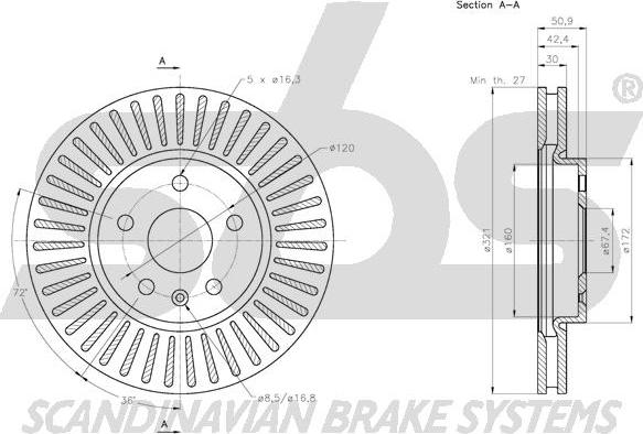 SBS 1815203669 - Спирачен диск vvparts.bg