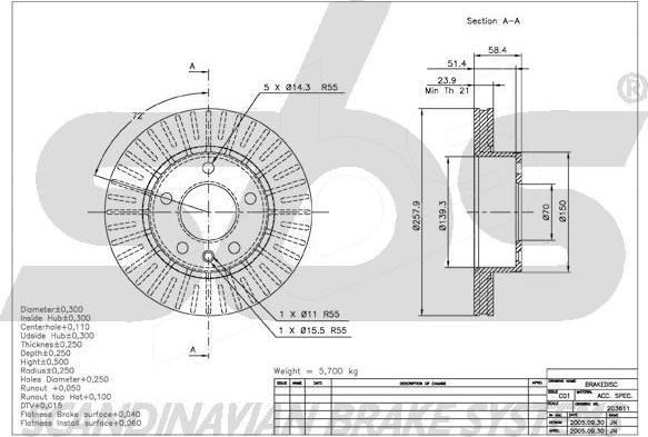 SBS 1815203611 - Спирачен диск vvparts.bg