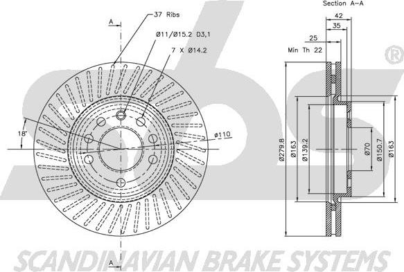 SBS 1815313630 - Спирачен диск vvparts.bg