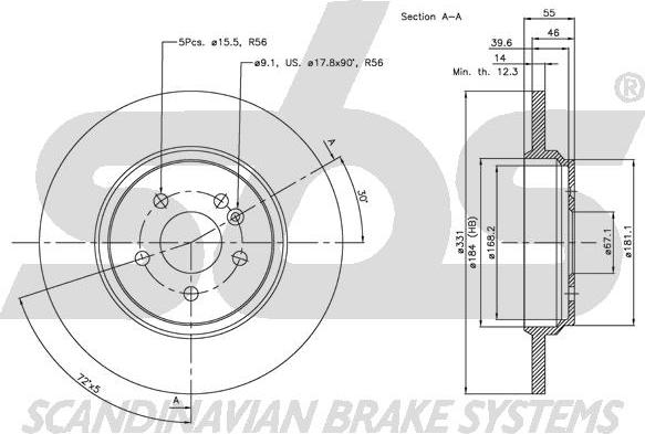 SBS 1815203357 - Спирачен диск vvparts.bg