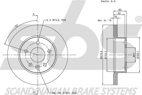 SBS 1815203367 - Спирачен диск vvparts.bg