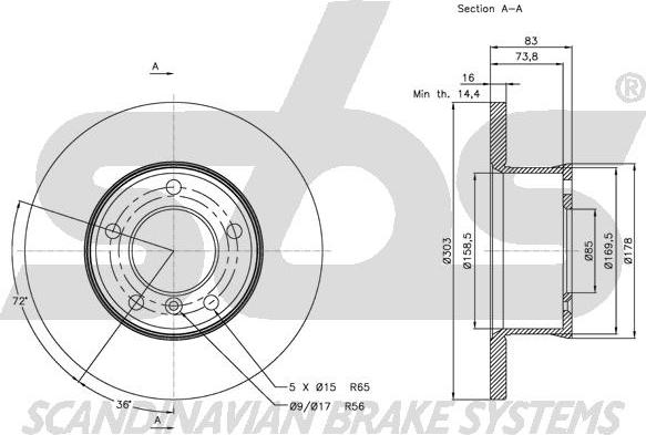 SBS 1815203315 - Спирачен диск vvparts.bg