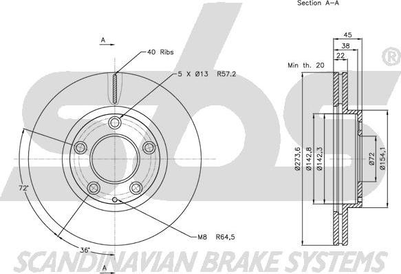 SBS 1815203258 - Спирачен диск vvparts.bg