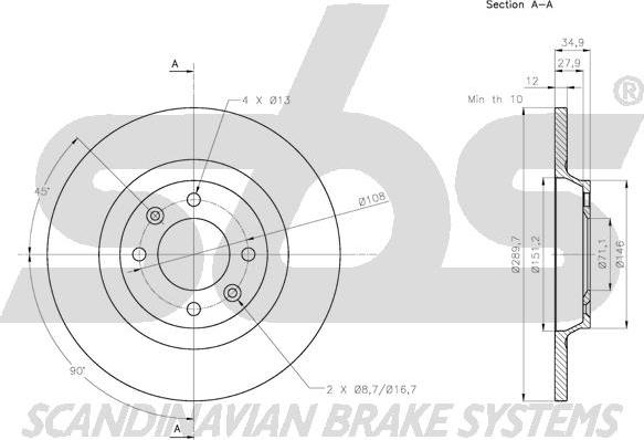 SBS 1815203743 - Спирачен диск vvparts.bg