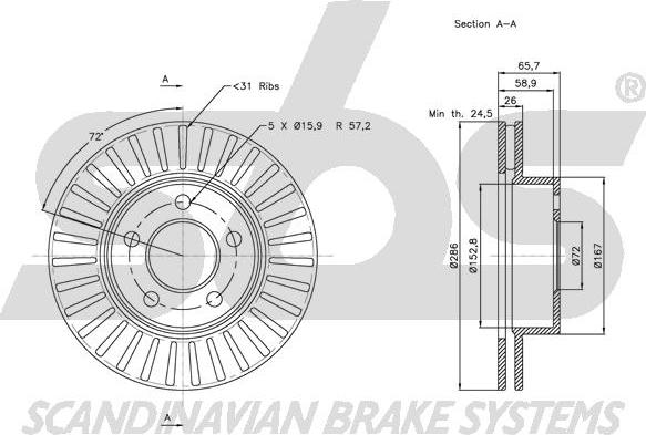 SBS 1815.202565 - Спирачен диск vvparts.bg