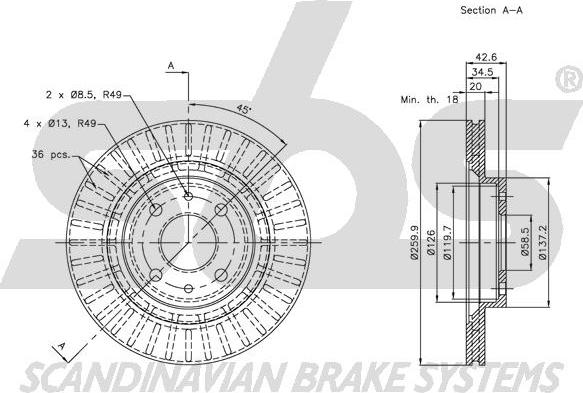 SBS 1815202342 - Спирачен диск vvparts.bg