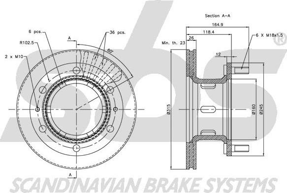 SBS 1815202319 - Спирачен диск vvparts.bg