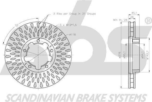 SBS 1815312286 - Спирачен диск vvparts.bg