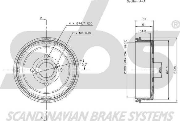 SBS 1825.254509 - Спирачен барабан vvparts.bg