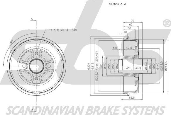 SBS 1825.253907 - Спирачен барабан vvparts.bg