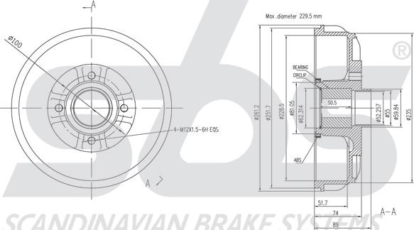 SBS 1825253934 - Спирачен барабан vvparts.bg