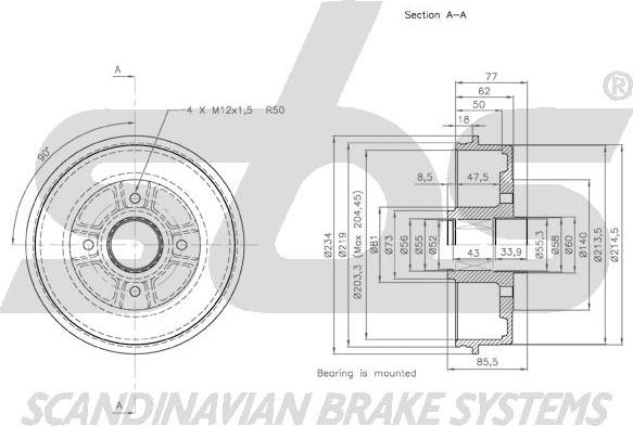 SBS 1825.253922 - Спирачен барабан vvparts.bg