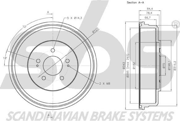 SBS 1825253412 - Спирачен барабан vvparts.bg