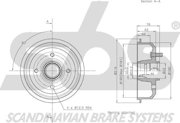 SBS 1825.252539 - Спирачен барабан vvparts.bg