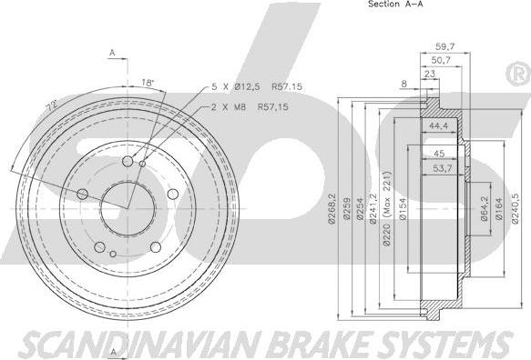 SBS 1825.252606 - Спирачен барабан vvparts.bg