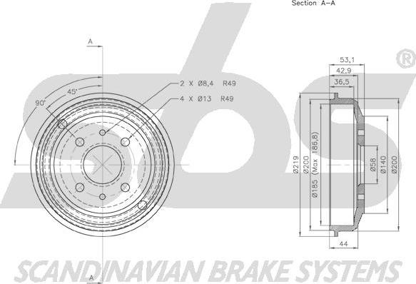 SBS 1825.252302 - Спирачен барабан vvparts.bg