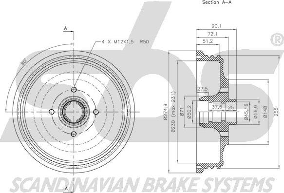 SBS 1825.252319 - Спирачен барабан vvparts.bg