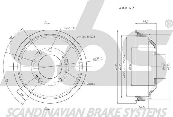 SBS 1825.252317 - Спирачен барабан vvparts.bg