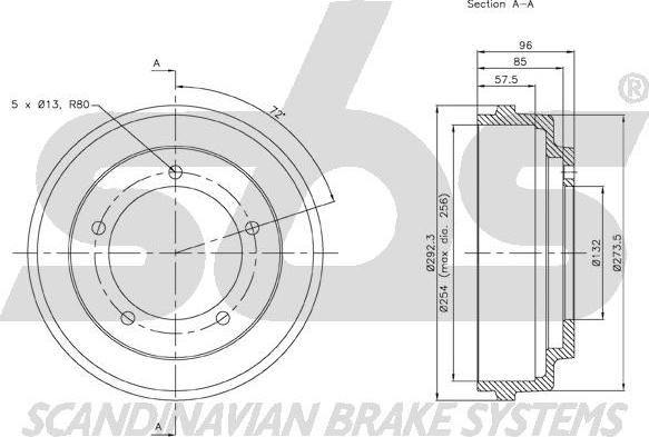 SBS 1825.262508 - Спирачен барабан vvparts.bg