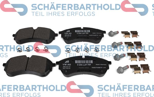 Schferbarthold 315 18 110 01 11 - Комплект спирачно феродо, дискови спирачки vvparts.bg