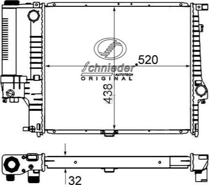 SCHNIEDER AUTOTECH BMS33.00012 - Радиатор, охлаждане на двигателя vvparts.bg