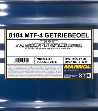 SCT-MANNOL MN8104-DR - Трансмисионно масло vvparts.bg