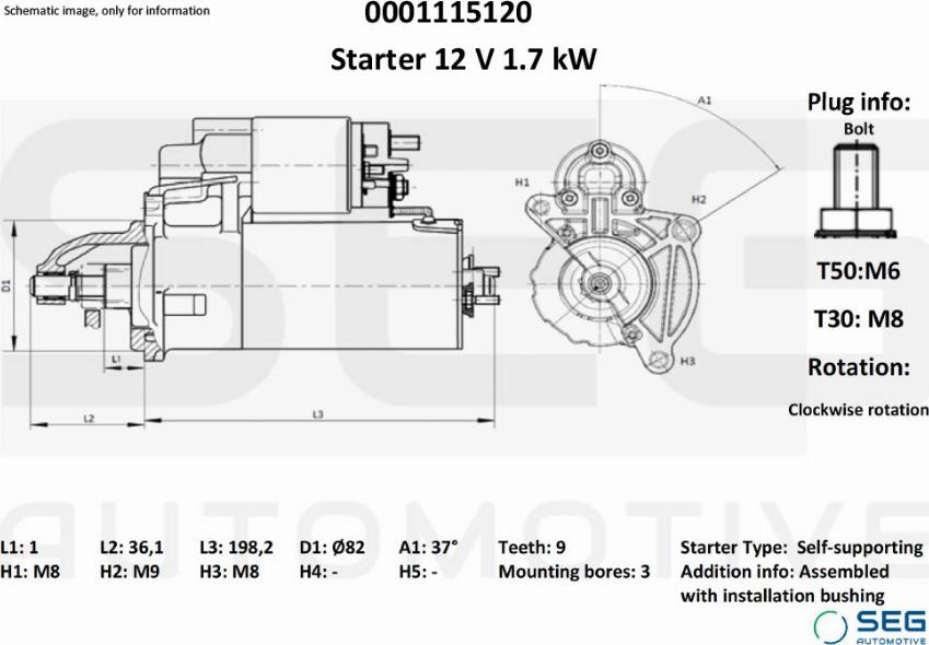 SEG AUTOMOTIVE 0001115120 - Стартер vvparts.bg