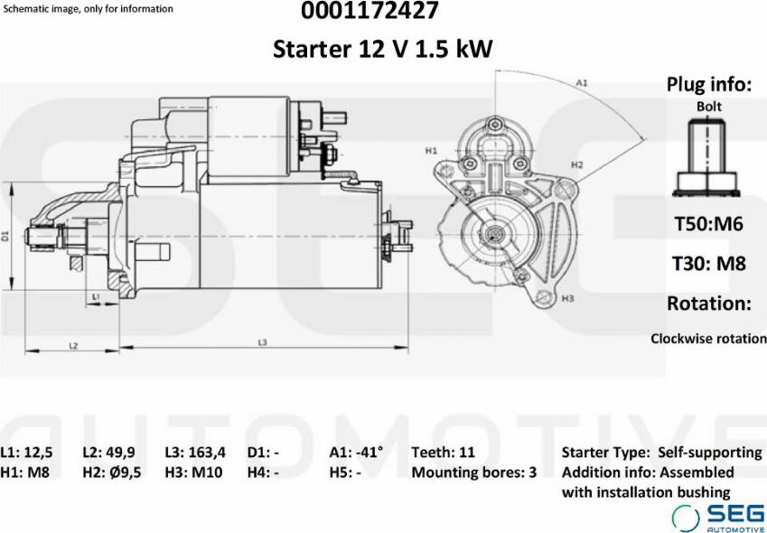 SEG AUTOMOTIVE 0001172427 - Стартер vvparts.bg