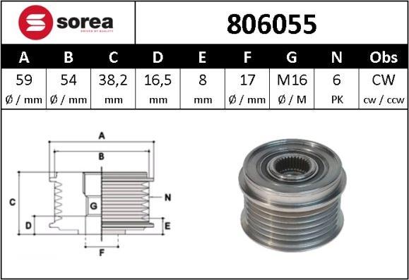 Sera 806055 - Ремъчна шайба, генератор vvparts.bg