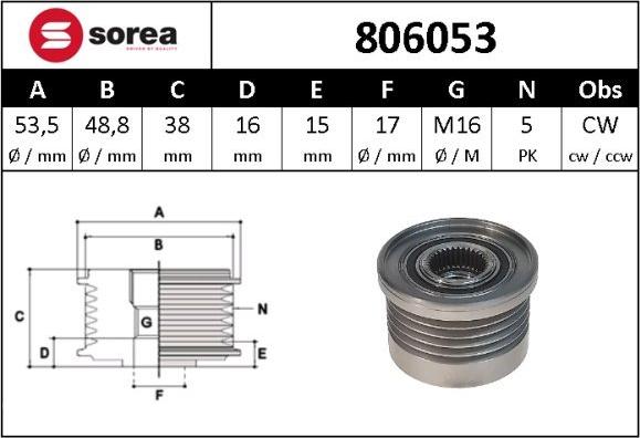 Sera 806053 - Ремъчна шайба, генератор vvparts.bg