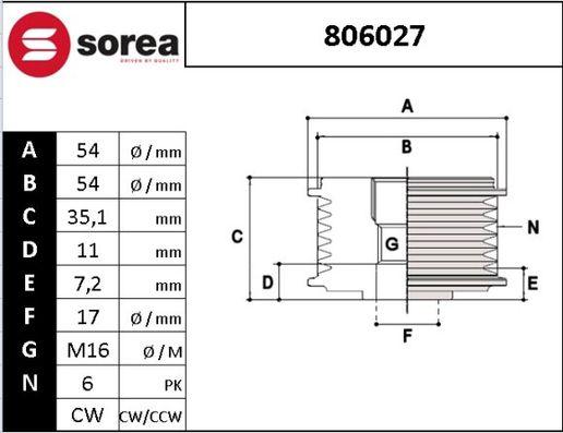 Sera 806027 - Ремъчна шайба, генератор vvparts.bg