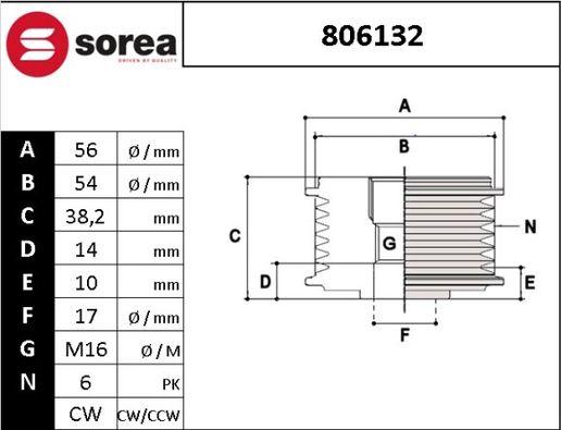 Sera 806132 - Ремъчна шайба, генератор vvparts.bg