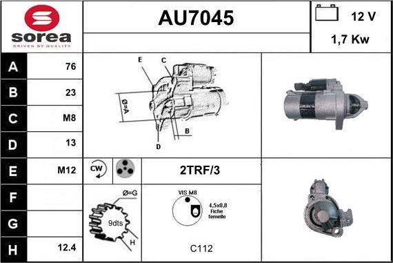 Sera AU7045 - Стартер vvparts.bg