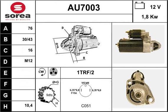 Sera AU7003 - Стартер vvparts.bg