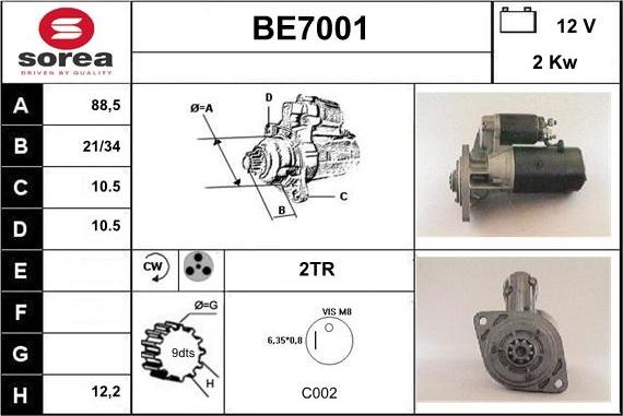 Sera BE7001 - Стартер vvparts.bg