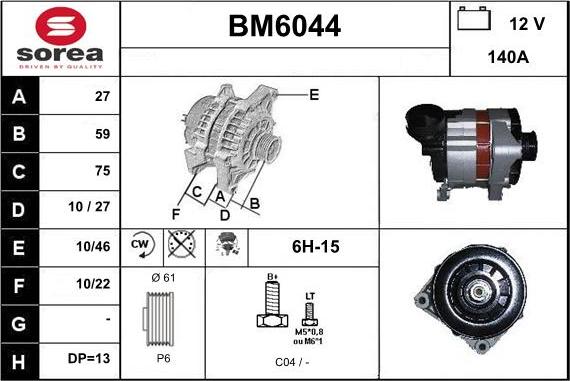 Sera BM6044 - Генератор vvparts.bg